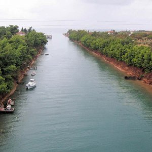 View of Nea Potidea canal Kassandra