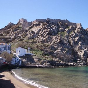 vista spiaggia castello myrina