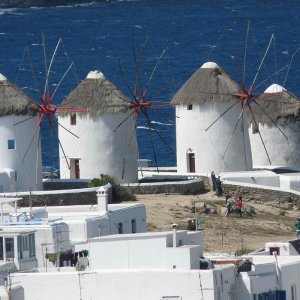Windmills on the beach Mykonos