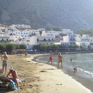 View of Agia Marina-Kamares beach